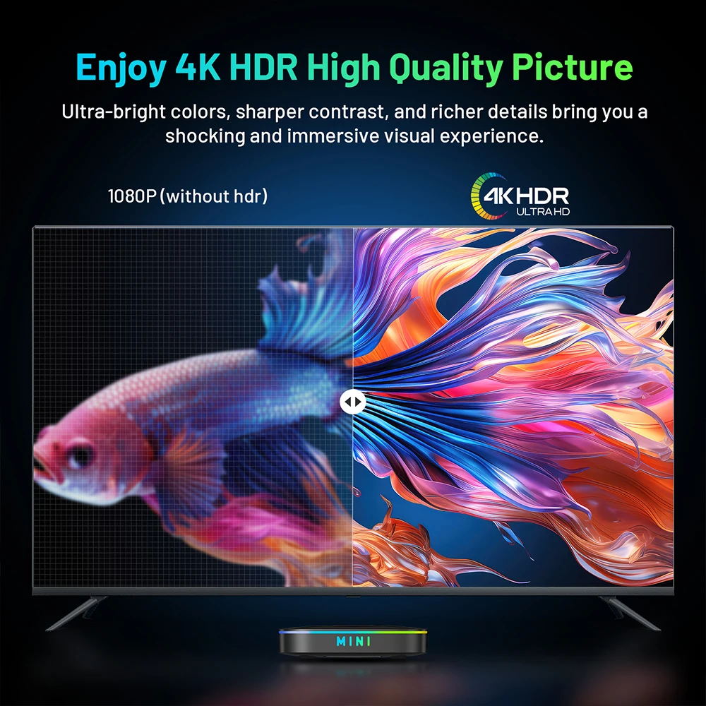 HK1 RBOX K8 MINI Android 14 TV Box 4K HDR 2.4G 5G Wifi6 BT USB3.0