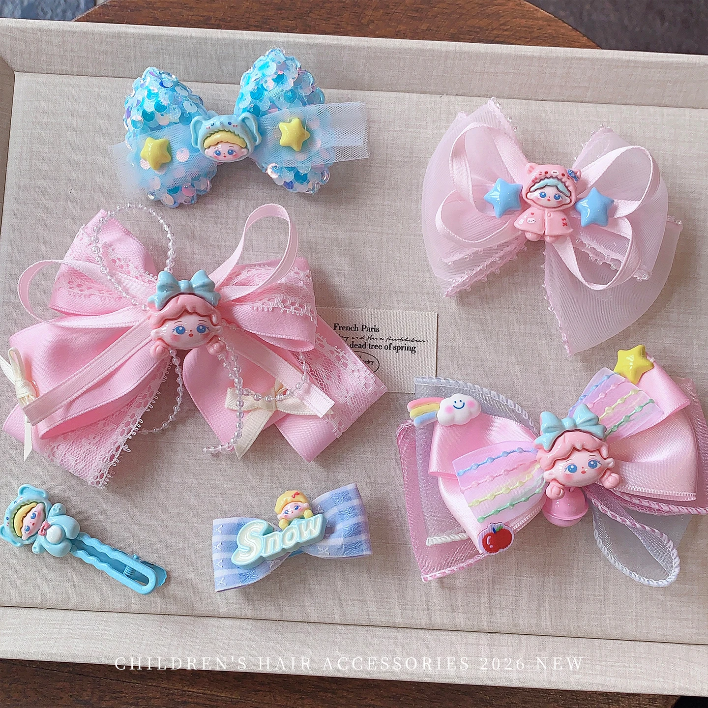 2026 Neue Coquette Prinzessin Spitze Pailletten Cartoon Haarspangen Set Schonende Haarklammern Rutschfeste Haarspangen für Baby Mädchen Kleinkinder Kinder Geschenk – Detail 4