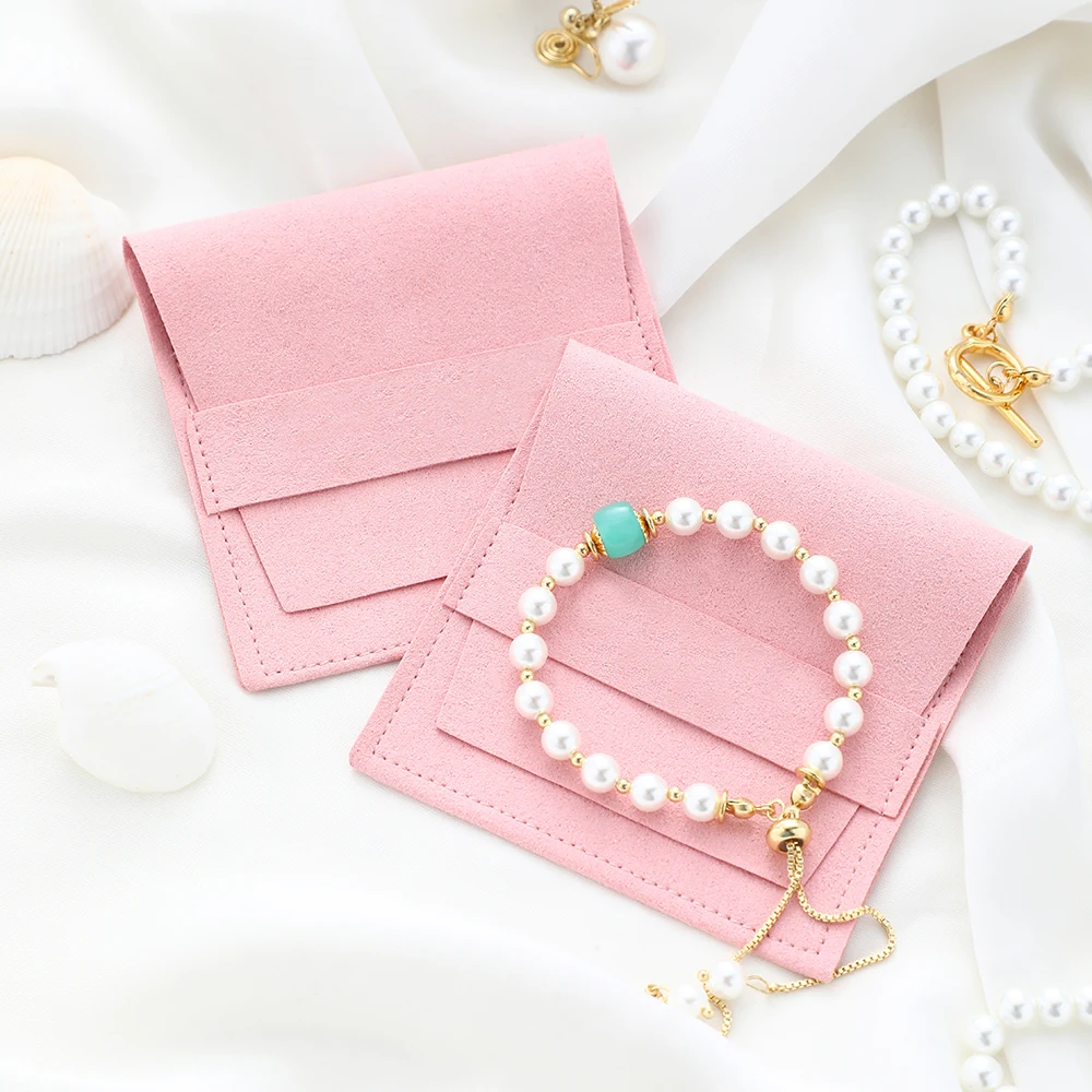 

Pink Microfiber Jewelry Gift Bags Wedding Party Favor Folded Envelope Pouches Jewelry Organizer for Earring Bracelets Display