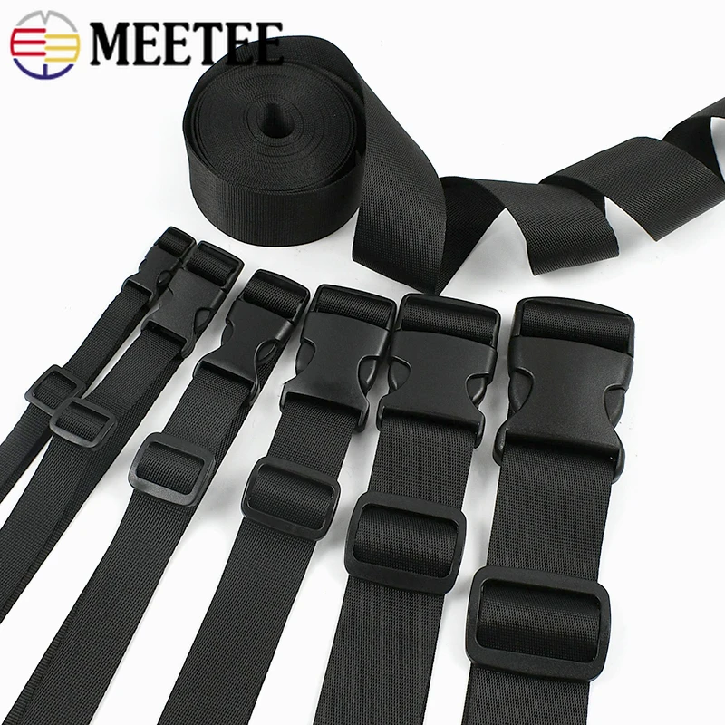 

1-5Set 10-50mm Plastic Release Buckle+Nylon Webbing Pet Collar Tri-Glide Slider Clasp Bag Strap Adjustable Buckles Accessories