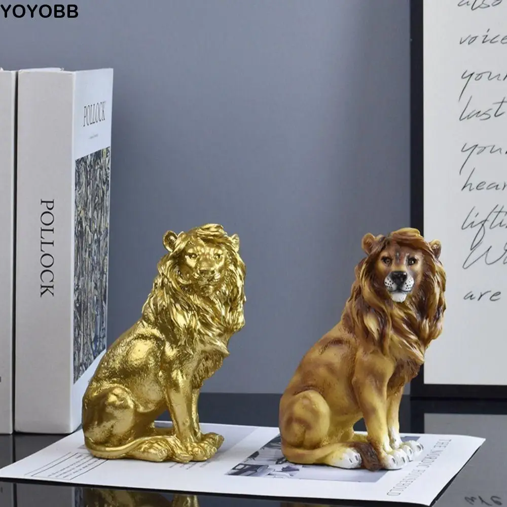 

Desktop Decoration Resin Lion Statue Luxury Retro Animal Ornament Simulated Vivid Miniatures Figurine Sculpture Car