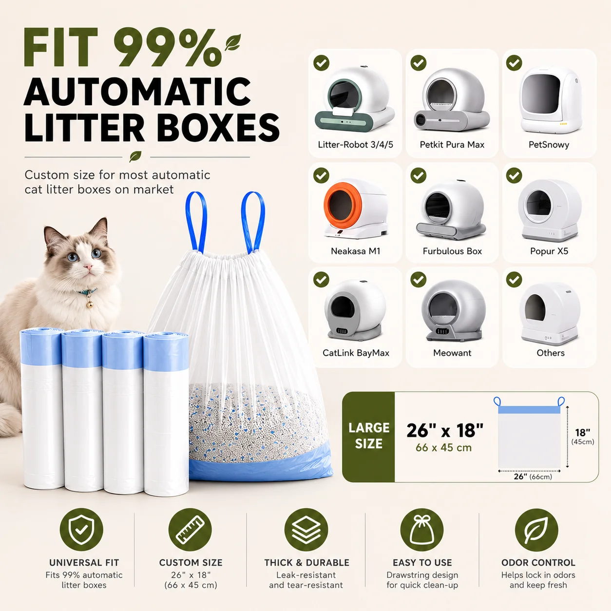 Bolsas de basura automáticas p - Automatic Litter Box Waste Bag Liner reseña y precio