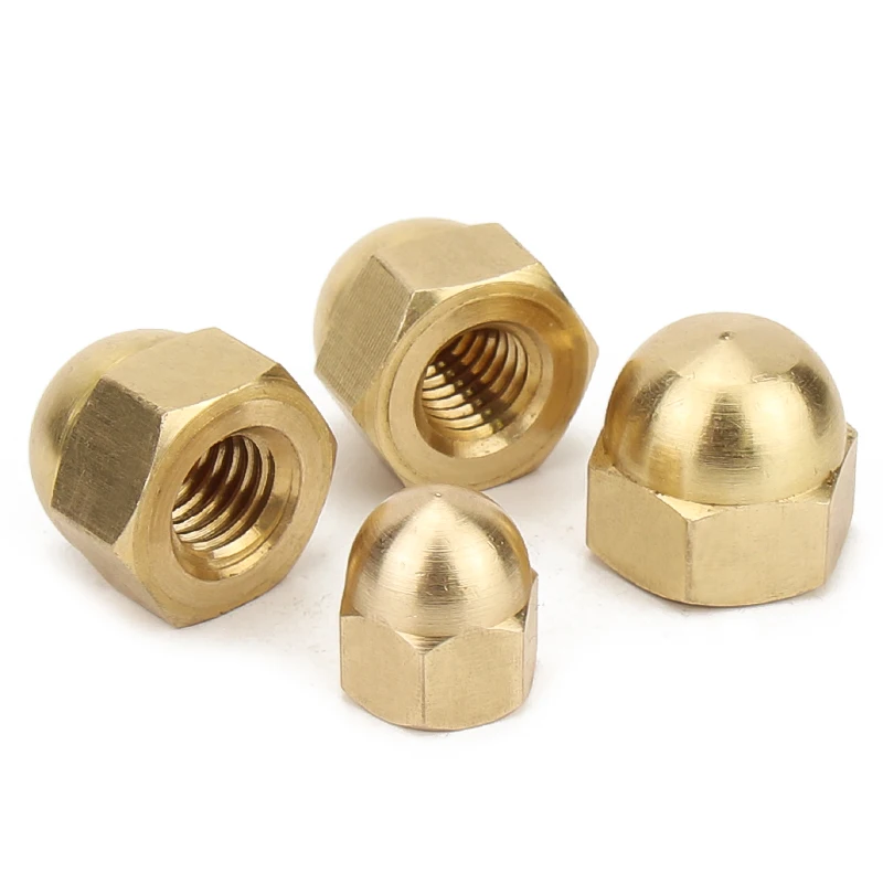 1/ 2/ 5/ 10/ 20/ 50Pcs DIN1587 M3 M4 M5 M6 M8 M10 M12 M14 M16 Brass Cap Hex Nuts Decorative Dome Head Cover Semicircle Acorn Nut