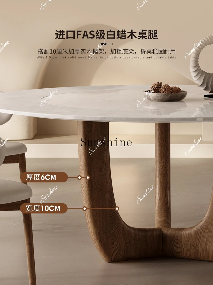 طاولة طعام إيطالية فاخرة من الحجر الطبيعي النقي ذات إحساس عالٍ وشريط بلون الجوز FT