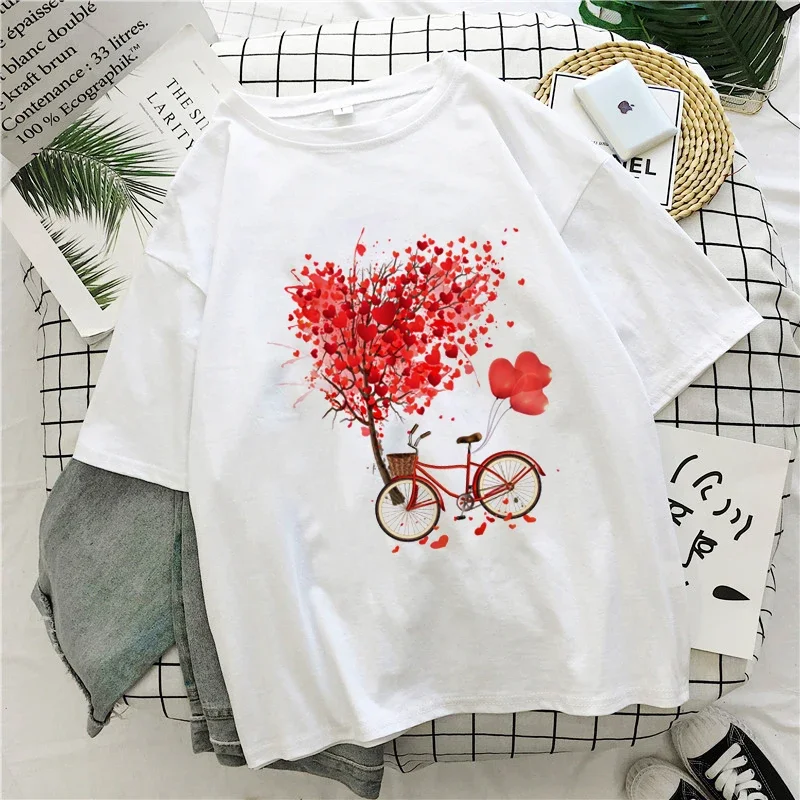 JQ25  Flower Print Fashion Plant Trend Lovely Style Short Sleeve Women Graphic Tee Summer T