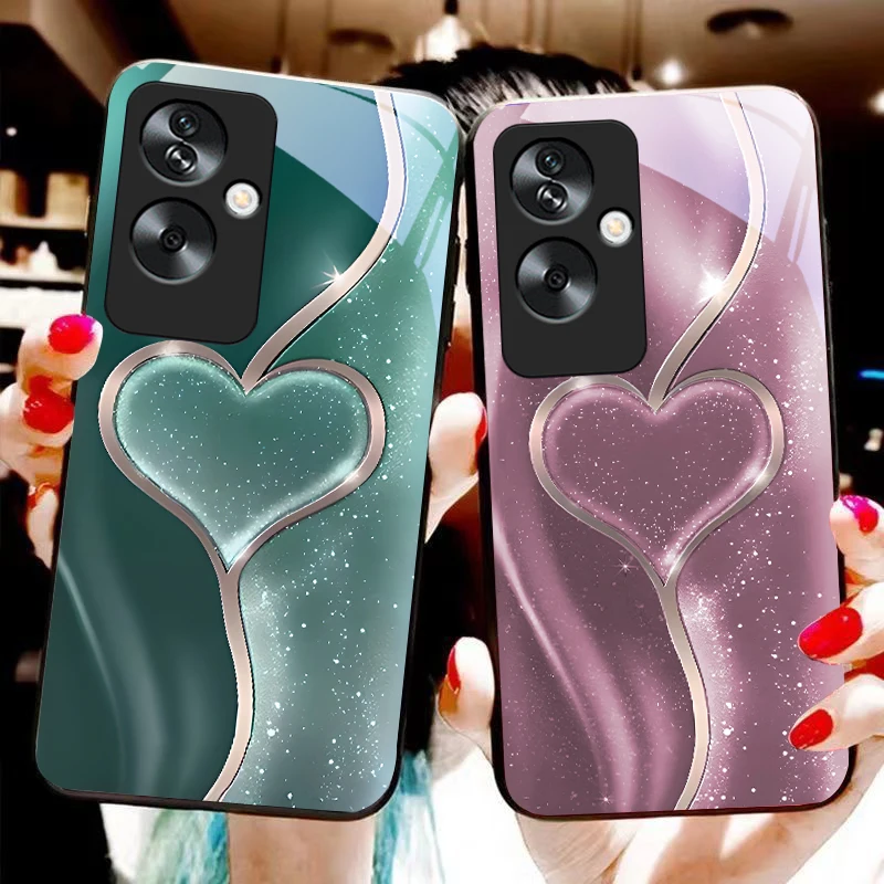 Gradual Love Big For Oppo A79 5G 58 78 74 60 4G Reno 11F Realme GT 6 11 Note 50 10 C55 X2 Tempered glass black phone case