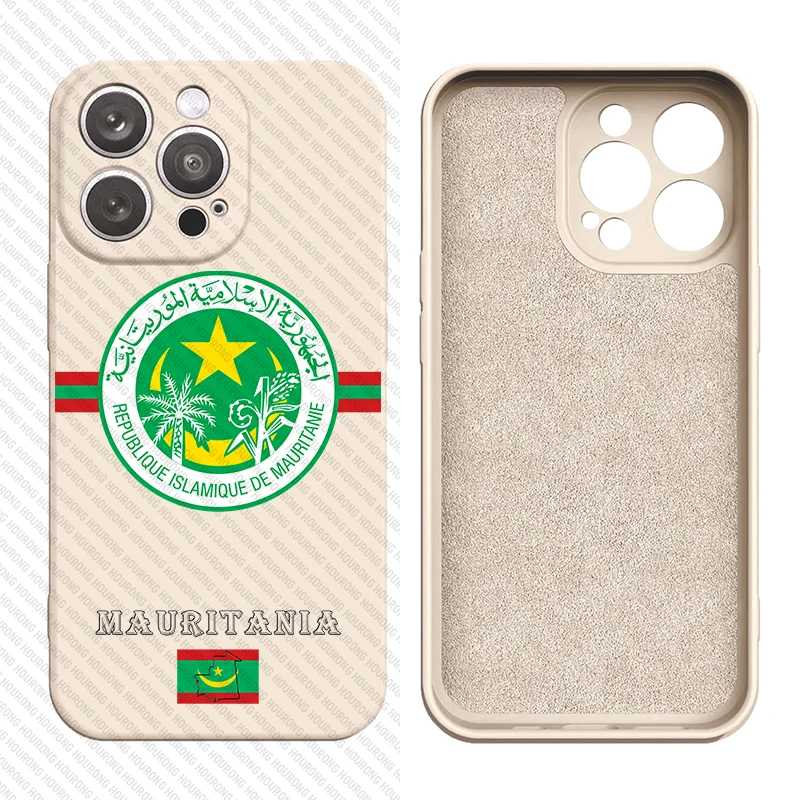 Mauritania Coat of Arms Liquid Silicon Cover Case for iPhone 16 15 14 13 12 11 Pro Max XS XR Mini 7 8 6S Plus 5 SE