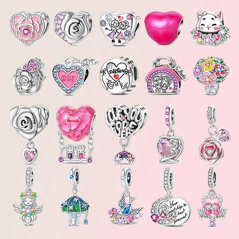 

Новые модные романтические розовые бусины из стерлингового серебра 925 пробы с розой любви, очаровательные бусины для браслета 3 мм, изысканные ювелирные изделия своими руками, подарок