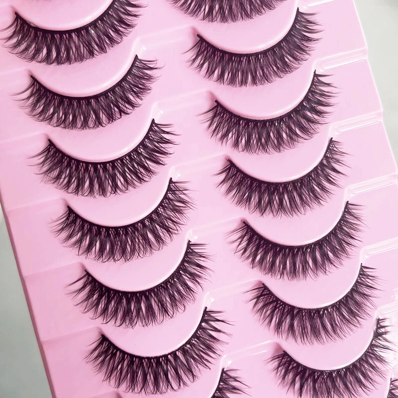 New 10 pairs of natural false eyelashes Thick, curly, exaggerated, hard, stem, heavy makeup, eyelashes Create sexy eye makeup