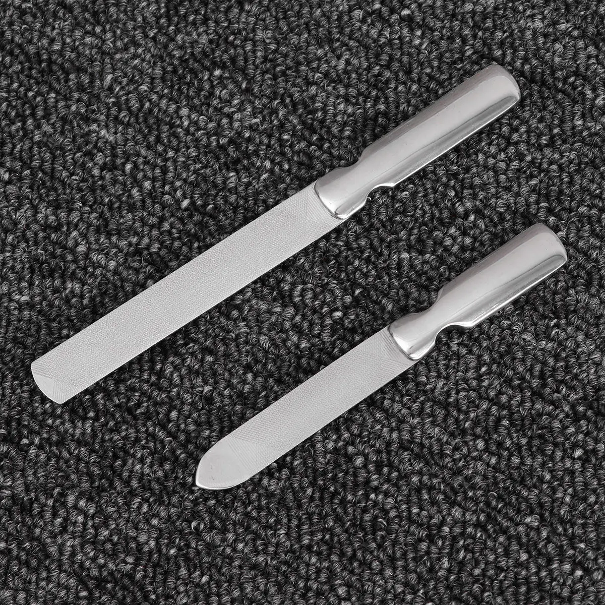 

2 шт. пилочки для ногтей из нержавеющей стали, легкие, компактные, двусторонние, для маникюра и педикюра, многоразовые инструменты для ухода за ногтями рук и ног.