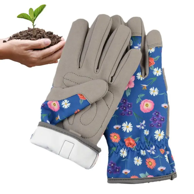 Gardening Gloves Garden Pruning Wear-Resistant Breathable Anti-Sting Outdoor Women's Gloves Printed Pattern Flexible Use