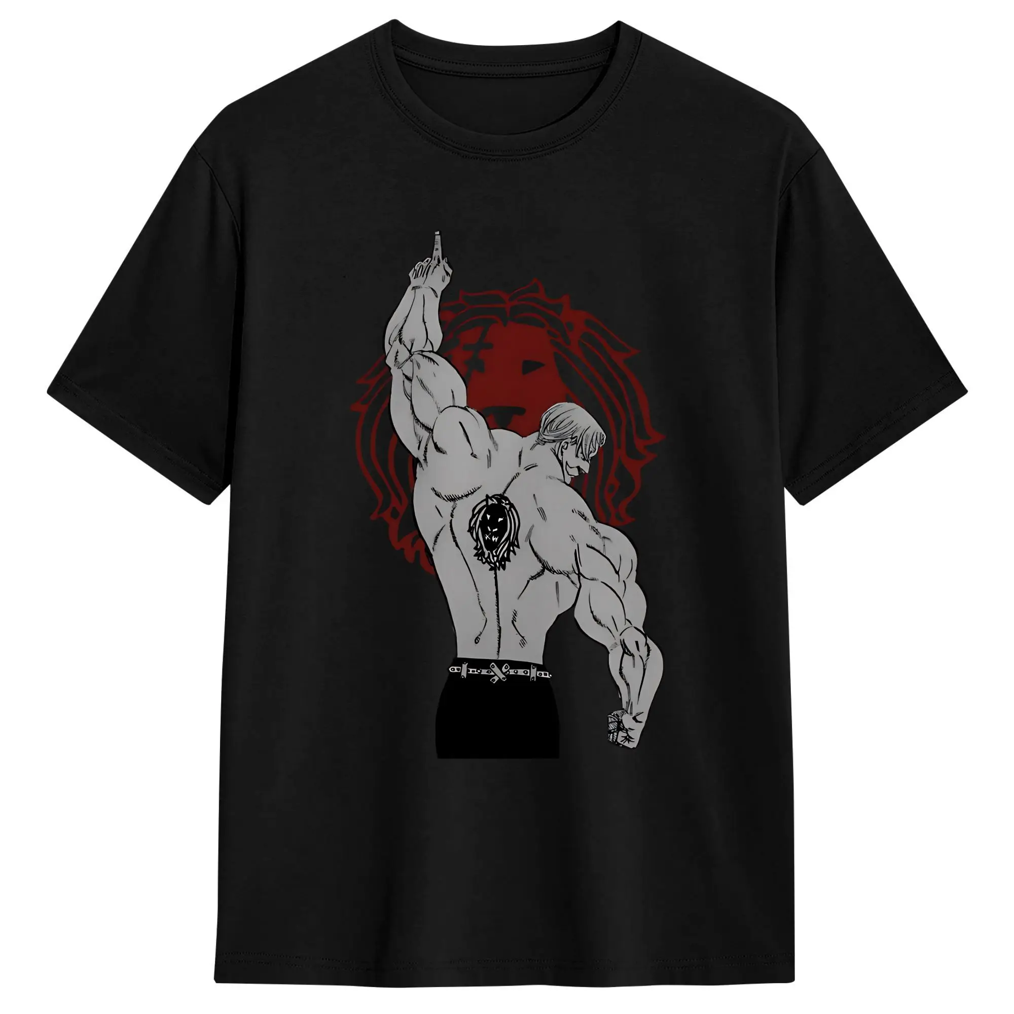 Anime Escanor Stronger Man Men T Shirt  Vintage Tees Short Sleeve Round Collar T-Shirts Cotton Gift Idea Clothing