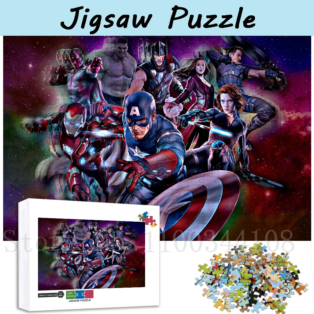 

Disney The Avengers Jigsaw Puzzles 300/500/1000 Pieces Superheros Puzzles for Boys Decompressing Handmade Game Toys