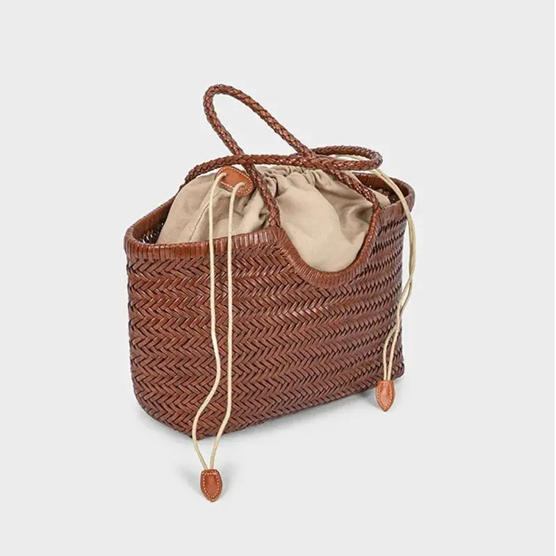Französische Handgewebte Damen-Tragetasche Große Gemüsekorb-Tasche mit Lässiger Innentasche zum Einkaufen Schulter- und Unterarm-Tragetasche – Detail 3