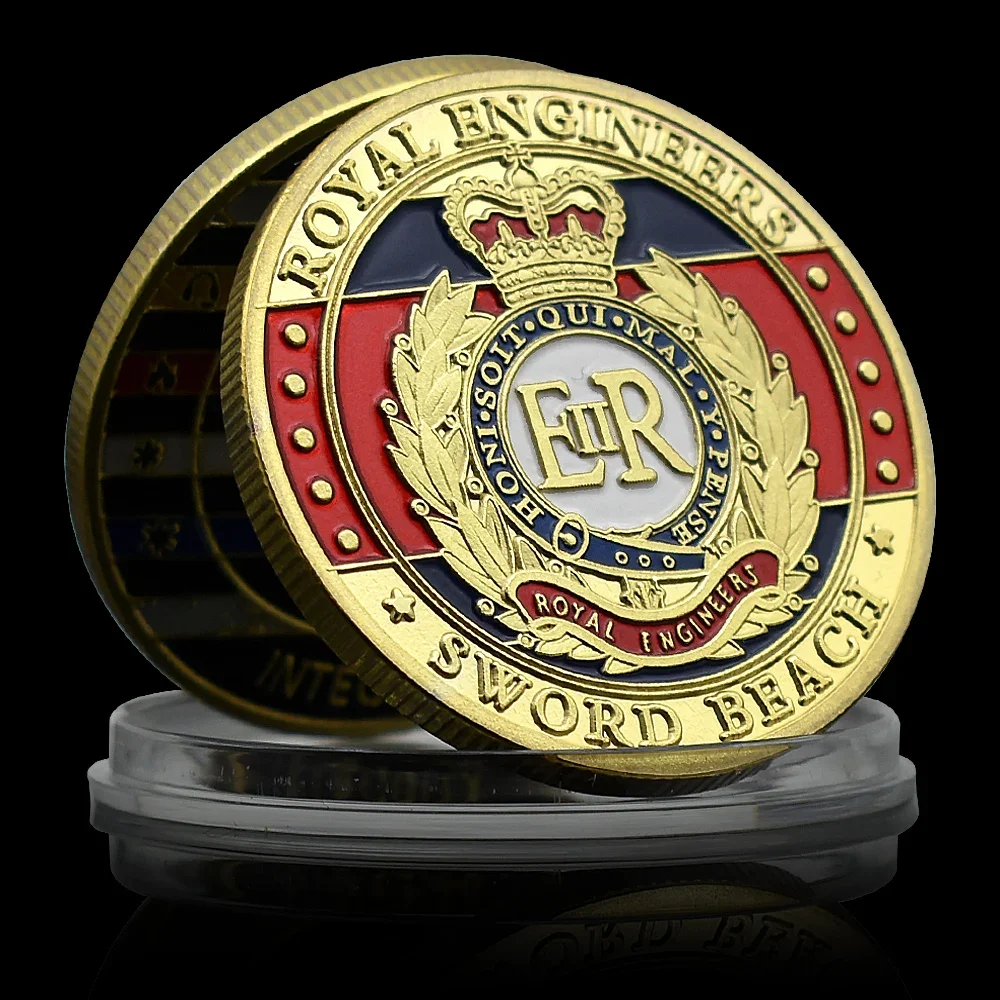 Gold Normandy Landing Commemorative Coin Royal Engineers Sword Beach 1944 D.Day Collectibles Souvenir Military Challenge Coin - view 2