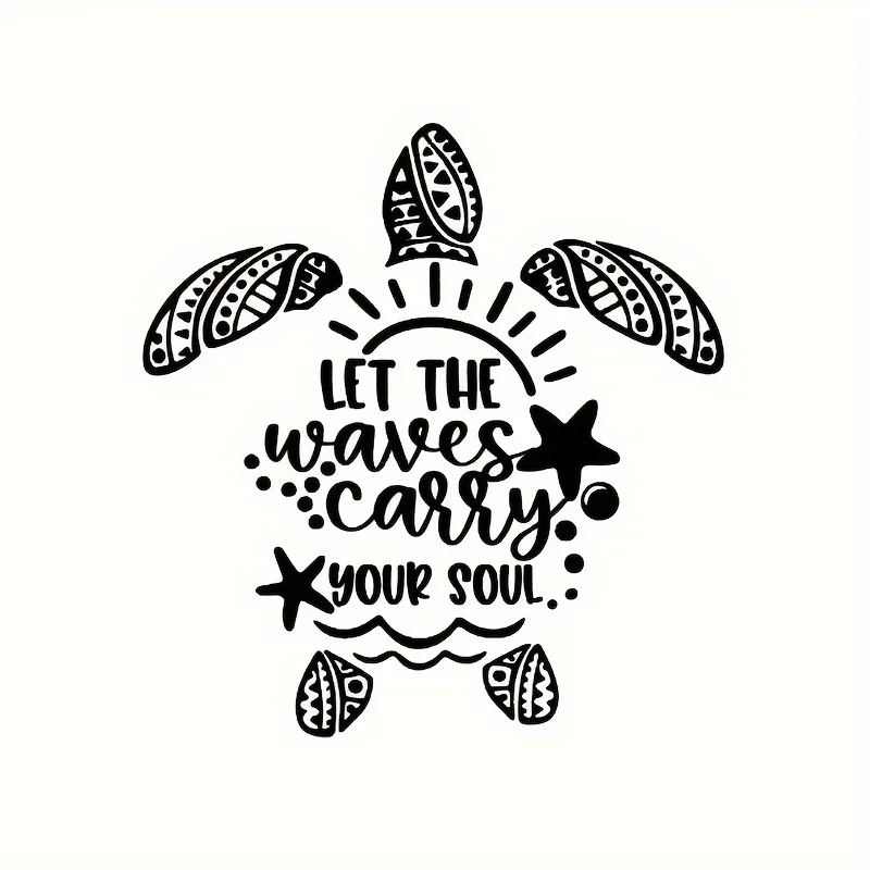 Let The Waves Carry Your Soul Sea Turtle Decal - Single Use Vinyl Sticker for Cars, Laptops, Trucks - Durable Ocean-Inspired