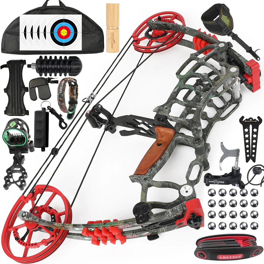 

Compound Bow 30-60 Lbs Adjustable 420 FPS Steel Ball Shooting 80% Let Off Left Right Hand Hunting Archery Arrow Dual Purpose Bow