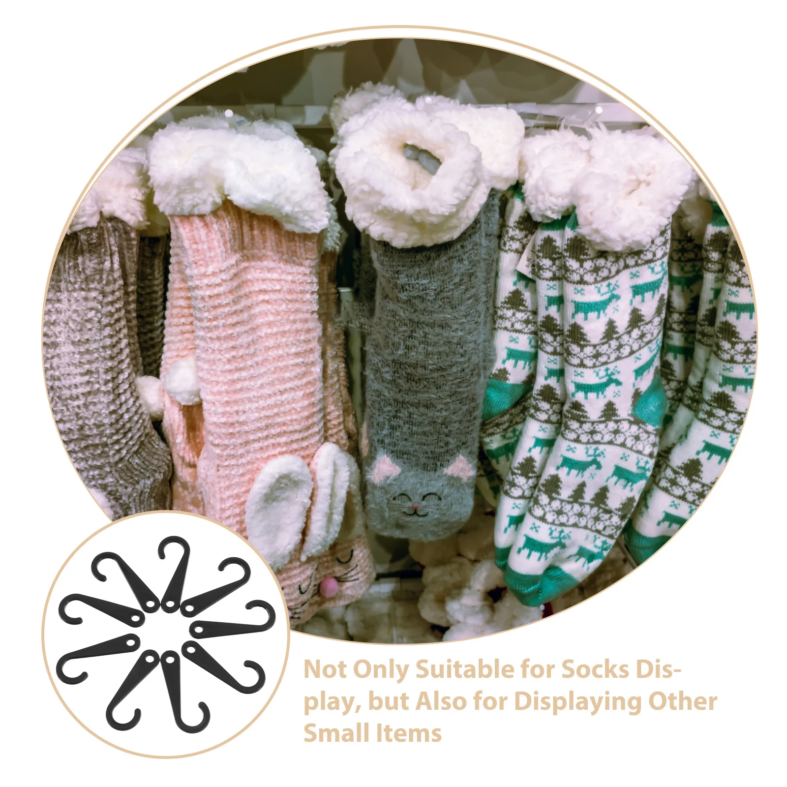 500 قطعة جورب عرض السنانير البلاستيك الأسود J-شكل ل التجزئة الملابس قبعة منشفة عرض الملحقات الصغيرة شماعات التخزين المنظم