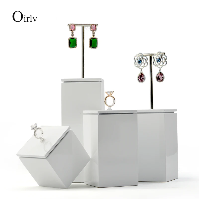 

Oirlv White Jewelry Display Stand For Ring Earrings White Lacquered Wood Jewelry Stand Jewelry Earrings Display Rack Ring Holder