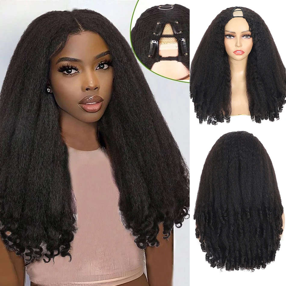 

Полуперуки из 100% натуральных человеческих волос: Yaki Burmese Curly, V-образные и U-образные, без клея, готовые к ношению, 200% плотность, 4C Afro Kinky, прямые и волнистые волосы