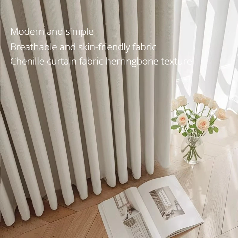 Chenille Blackout Curtains French Style Living Room Bedroom Luxury Custom Size Fashion Elegant Fabric Thick Window White Tulle