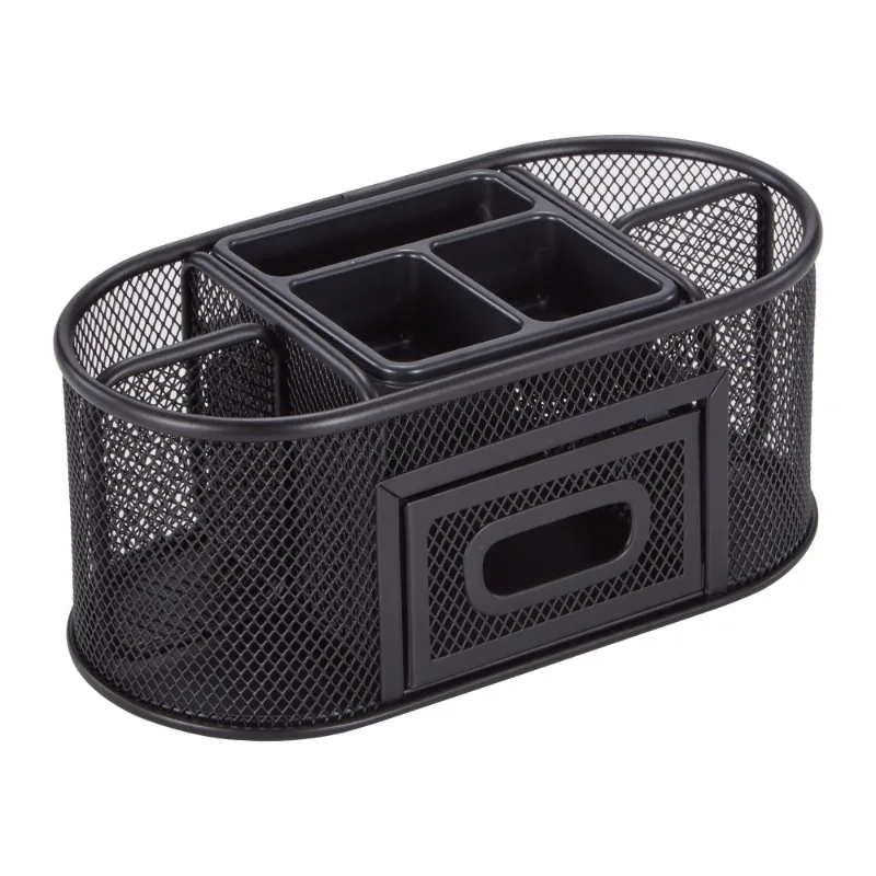 

Metal Mesh Desktop Organizer, 8 Compartments, Black
