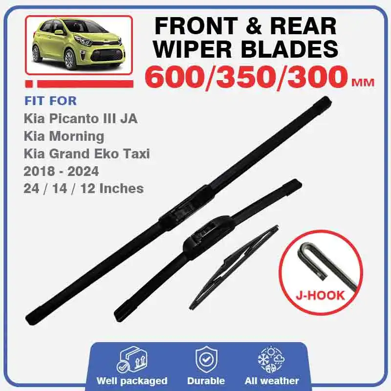 Front Rear Windscreen Wiper Blades For Kia Picanto 3 III 2017 - 2024 JA GT Line Windshield Window Brushes Parts Car Accessories