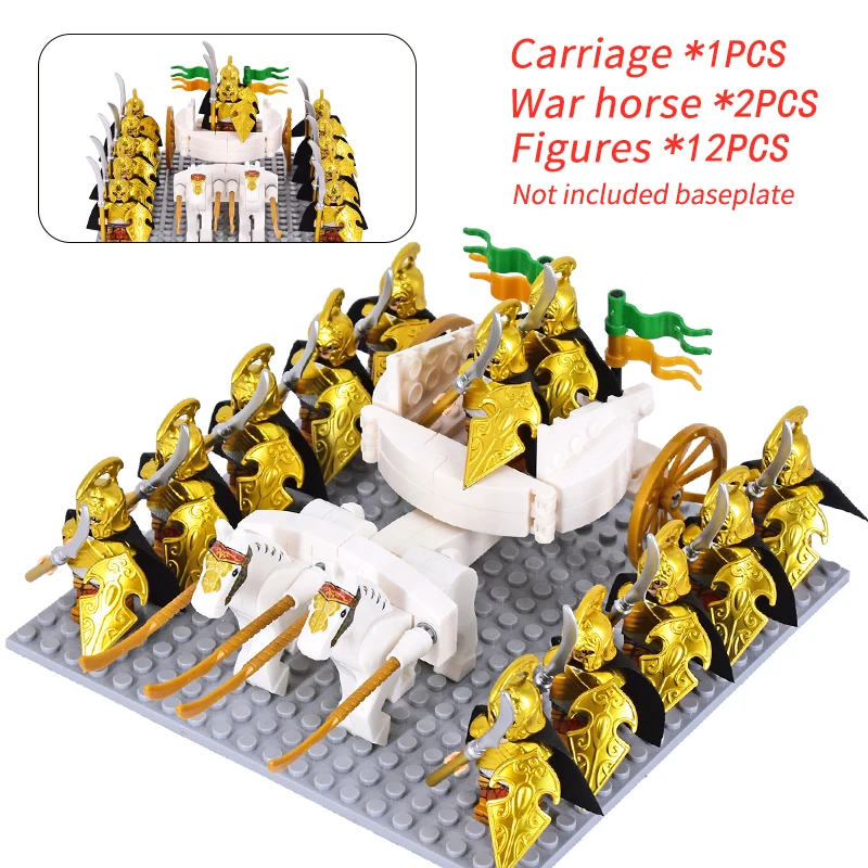 Movie Medieval Elf Chariot Soldiers Army lotr Action Figures Mini Bricks Assemble Building Blocks MOC DIY Toys for kid gifts