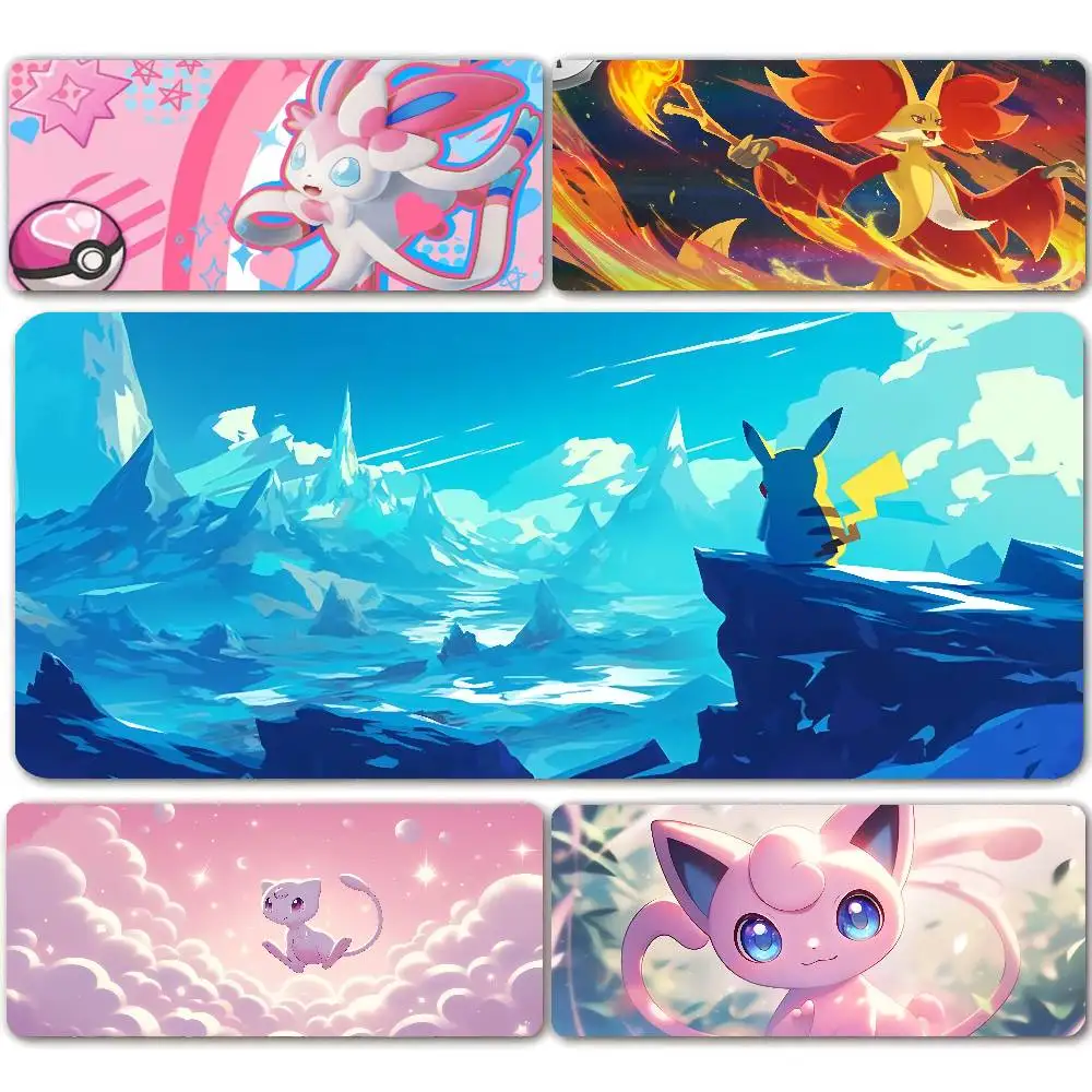 Pokemon Mewtwo Gaming Mouse Pad Large Desk Mat 2MM Stitched Edge Keyboard Pad Non Slip Rubber Base Office Table Mat
