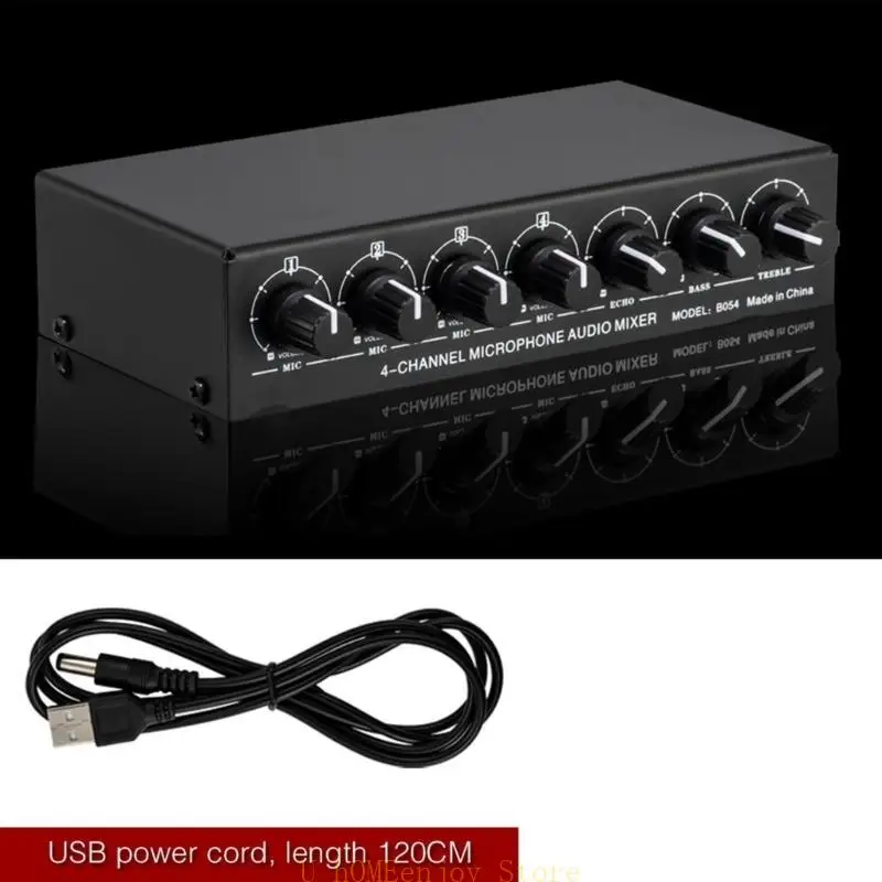 

B0KF 4 Way Stereoed Sound Mixer Support Treble Bass Adjustment with Reverberation