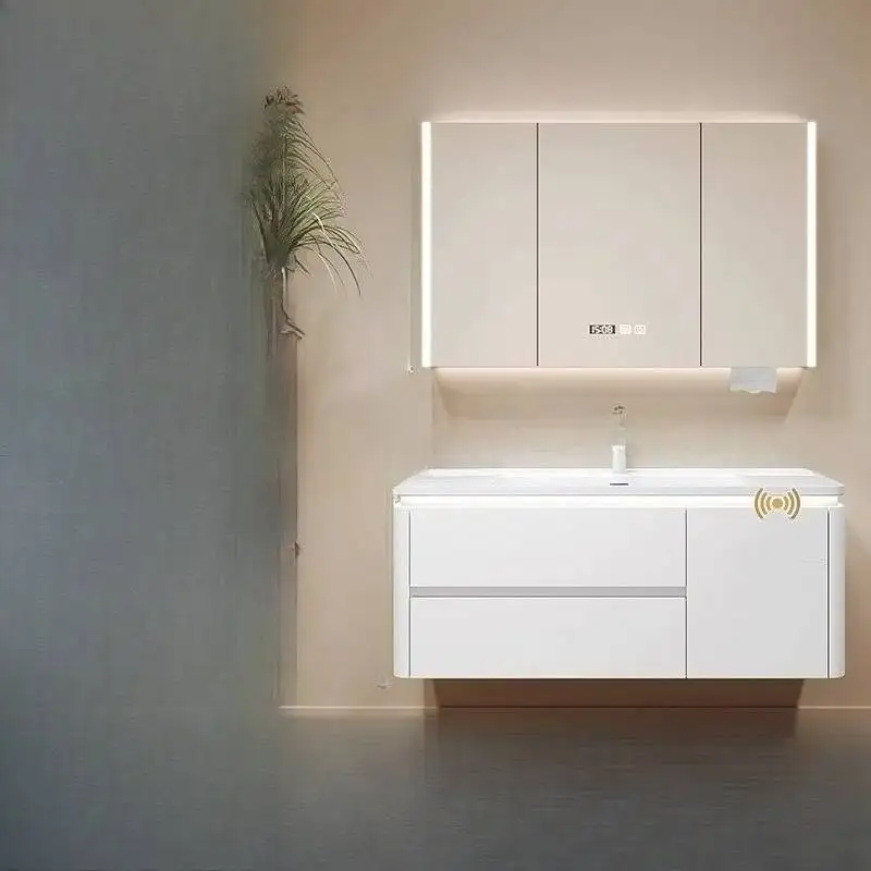 /Mirror Hang Bathroom Cabinet Light Door Modern Vanity Storage Bathroom Cabinet Drawers Floating Meuble Salle De Bain Furniture