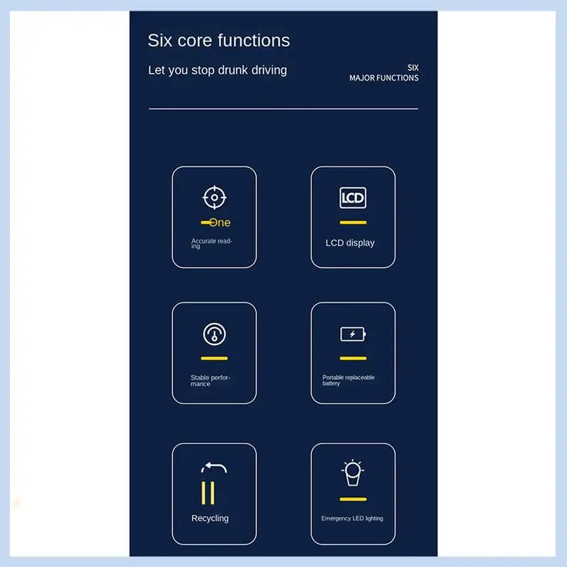 AS63-1 PCS Alcohol Tester Mr689 Breath Alcohol Concentration Detector Black Plastic High Precision Measuring Instrument