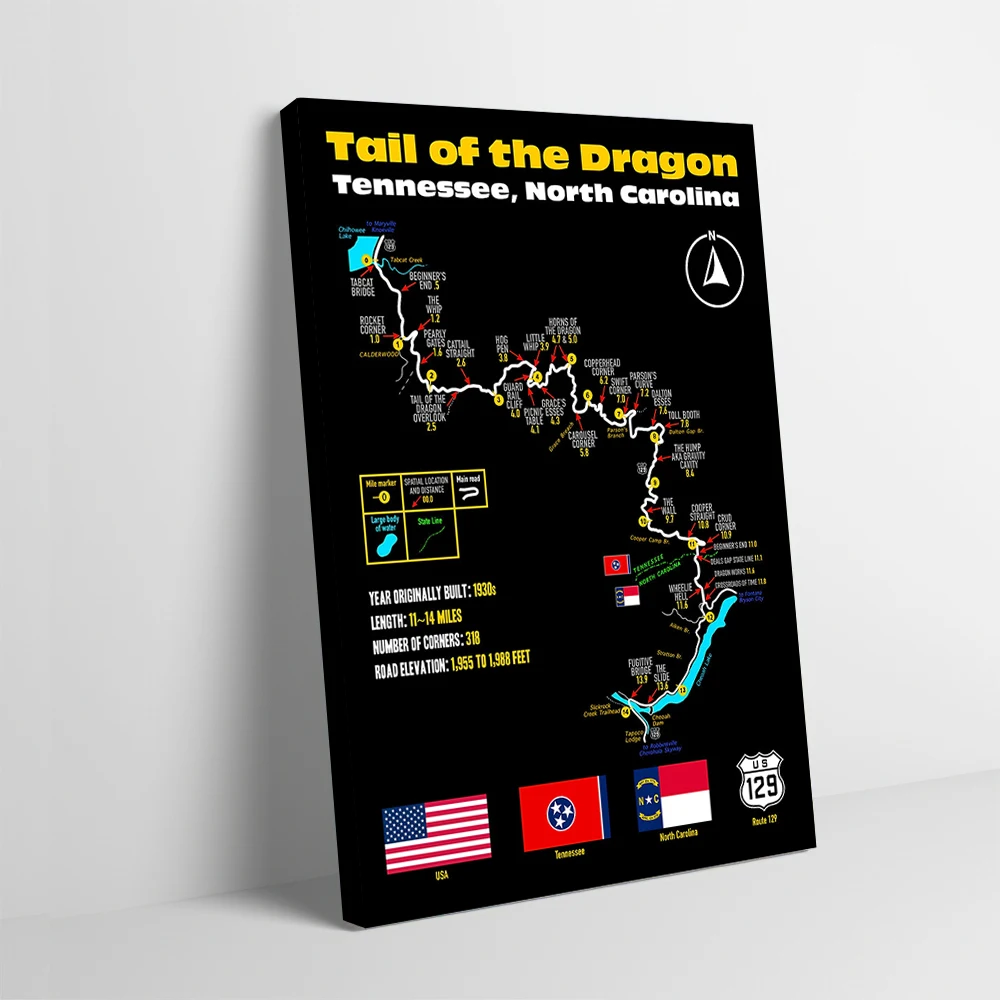 Póster impreso del mapa de la cola del dragón, imágenes personalizables, cuadro sobre lienzo para pared, decoración del dormitorio, decoración del hogar y el baño