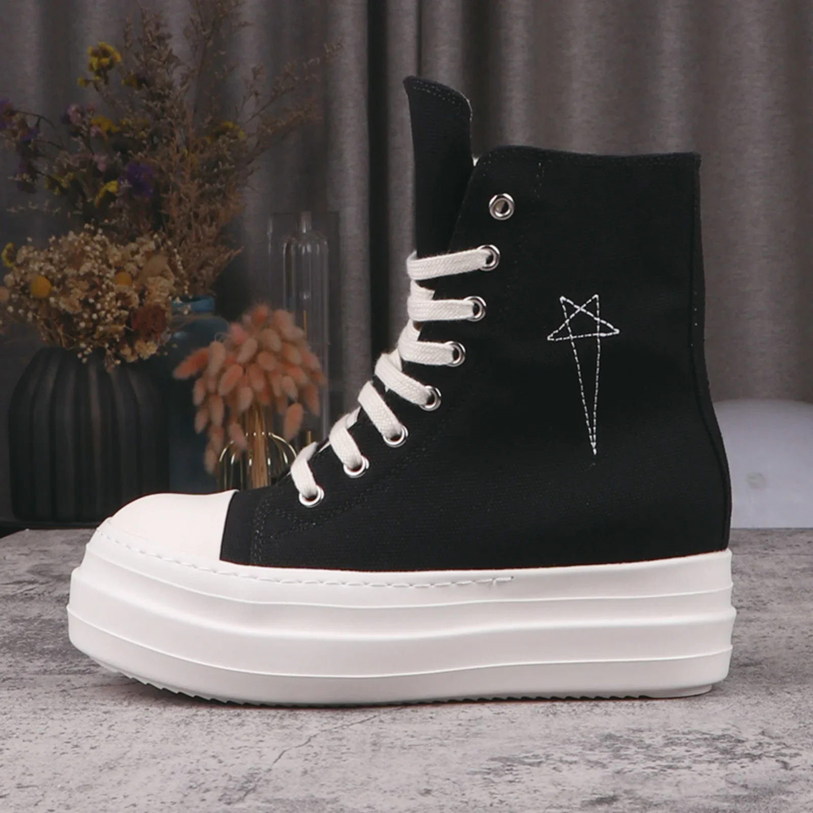 High top Quality Men and Women Casual Sneakers 35-48 Fashion Designer Canvas shoes Punk Goth Zipper RO Trendy Tennis shoes