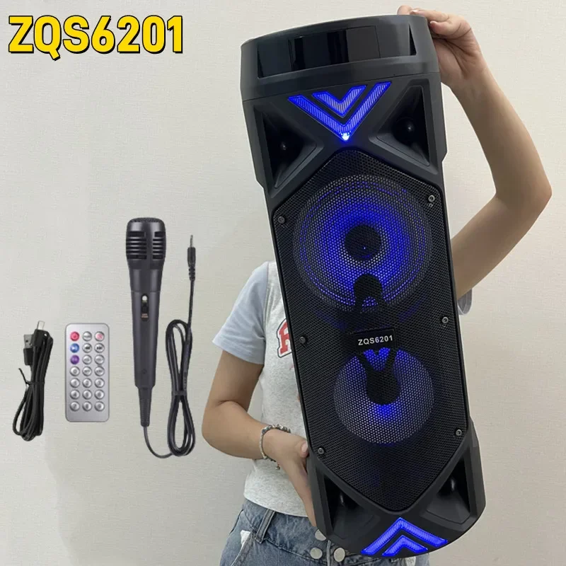 New Dual 6.5-inch Portable Bluetooth Speaker High-Power Stereo Bass Speaker Home Karaoke Party Speaker With Microphone USB FM TF