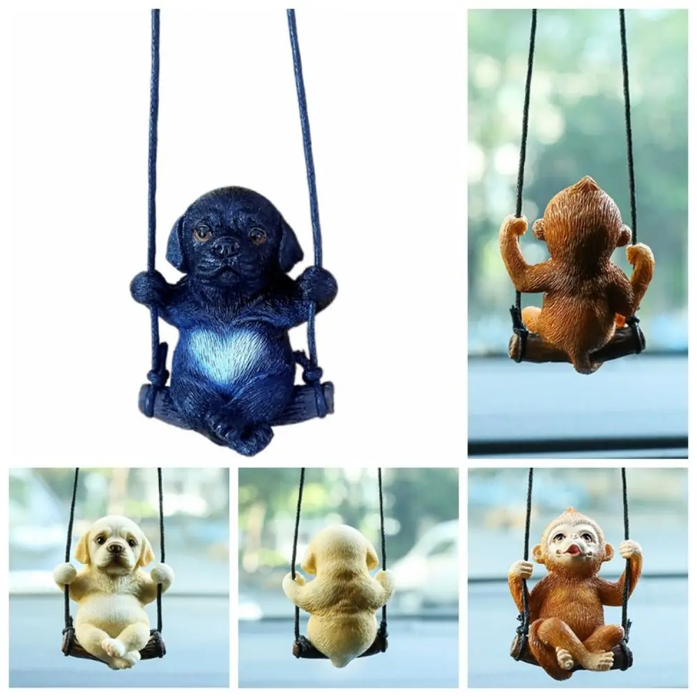 Labrador Dog Rear View Mirror Hanging Swing Monkey Car Window Pendant Fashion Car Trinket Rearview Mirror Ornament Bag Charm