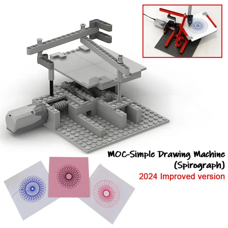 2024 Improved Version MOC Technical Simple Drawing Machine Spirograph DIY Building Blocks Brick Accessories Educational Toys