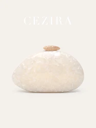 CEZIRA Women's Luxury Elegant Acrylic Evening Bag Fashionable Clutch Handbag Long Chain Purse Date Banquet Dinner Party Wedding