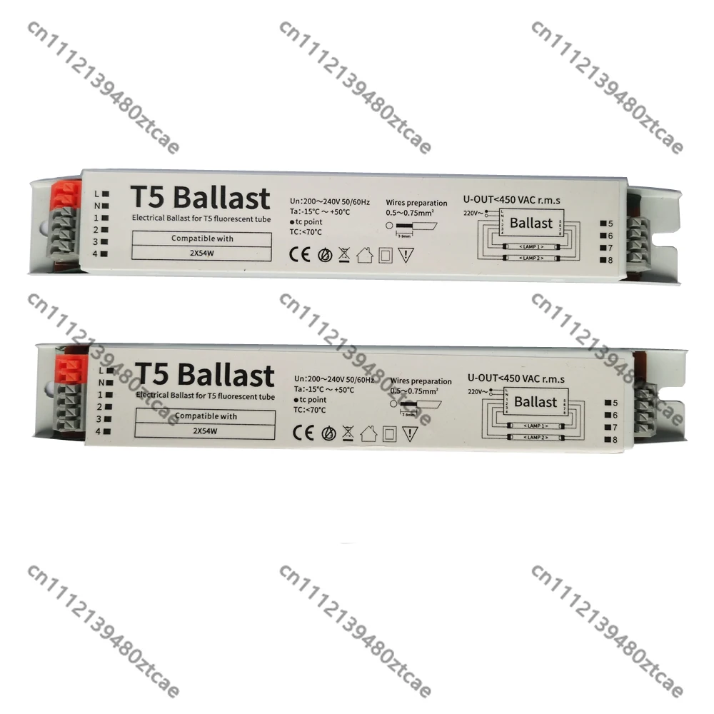 2Pcs T5 2x54W Electronic Ballast 220V-240V 50/60Hz HighPower Instant Driver for Fluorescent Neon Lamp Lighting Replacement Parts