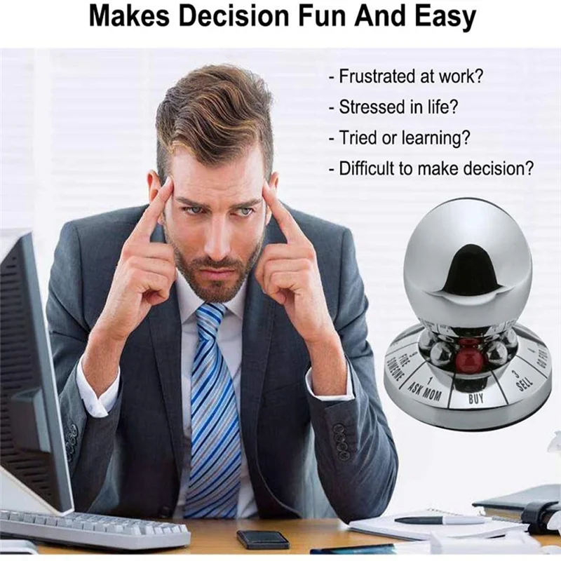 คําทํานาย Fate Decision Ball Decision Maker Ball Home Office Anti-Stress Decompression ของเล่นเดสก์ท็อปตกแต่งของขวัญ-เงิน