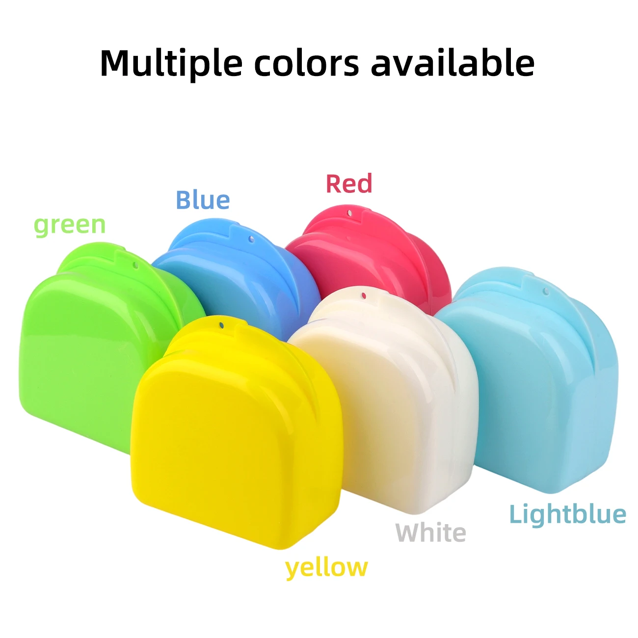 

6-цветная большая коробка для хранения зубных протезов, пластиковая капа, брекеты, контейнер с крючками, вентиляционные отверстия, защитная коробка для вставных зубов