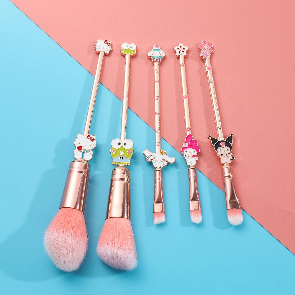 5pcs/set Sanrio Hello Kitty Makeup Brush Cute Kuromi Soft Fluffy for Women\'s Cosmetic Makeup Foundation Eyeshadow Brush