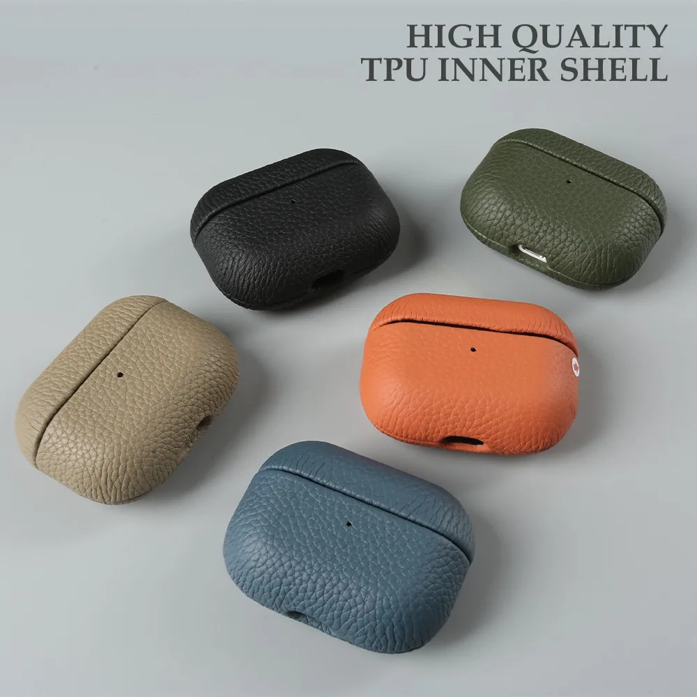 Custodia in vera pelle per Airpods Pro 2 Custodie Airpods 2 3 Borsa Custodia protettiva per auricolari Bluetooth wireless fatta a mano di lusso