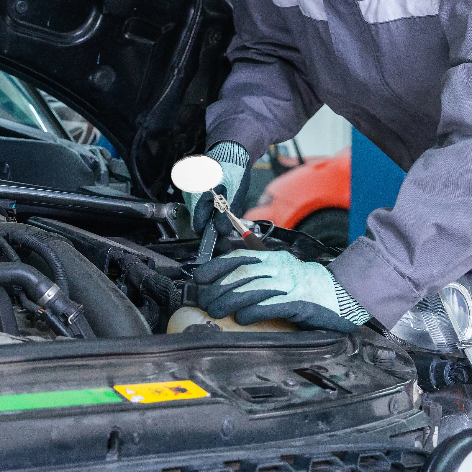 

2pcs Mechanical Inspection Mirror Extendable Flexible Telescoping Automotive Tool For Vehicle Repair Small Space Viewing