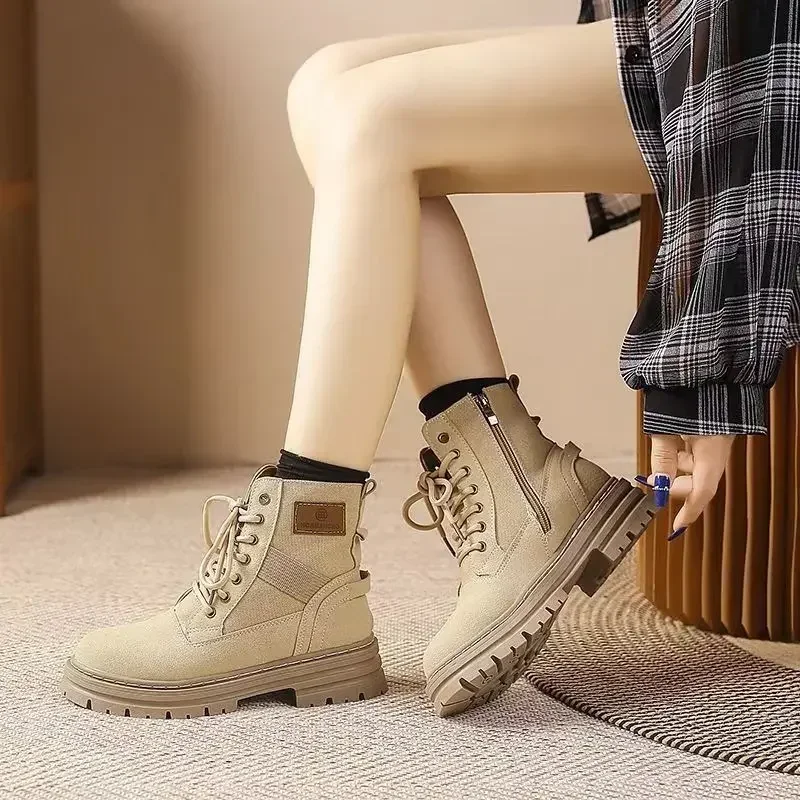 Women\'s Ankle Boots Elegant With Medium Heels Winter 2025 Female Short Shoes Round Toe Booties Comfortable Trend Designer Luxury