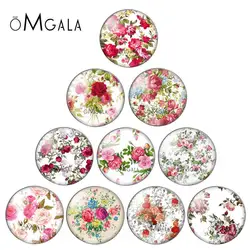 Beauty Red Color Rose Flowers Patterns 10pcs mixed 12mm/18mm/20mm/25mm Round photo glass cabochon demo flat back Making findings