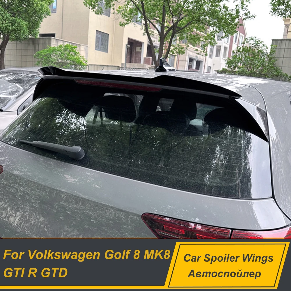 

For Volkswagen Golf 8 MK8 GTI R GTD Rear Roof Trunk Lid Spoiler Wings ABS Material Black Carbon Upgrade Tuning Accessories Parts