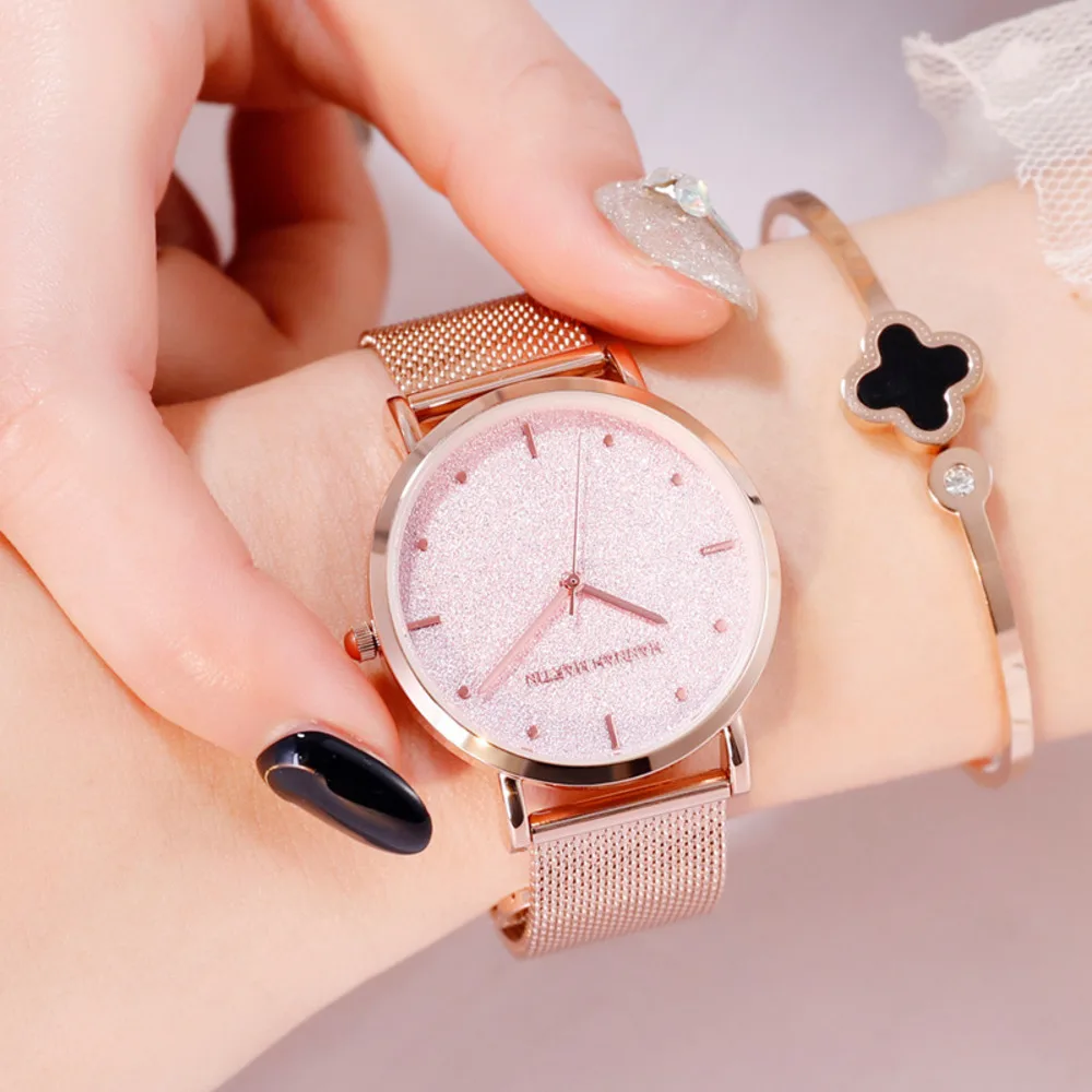 

HANNAH MARTIN Watch for Women Desert Dial Design Top Luxury Japan Quartz Wristwatch Stainless Steel Rose Gold Waterproof Reloj