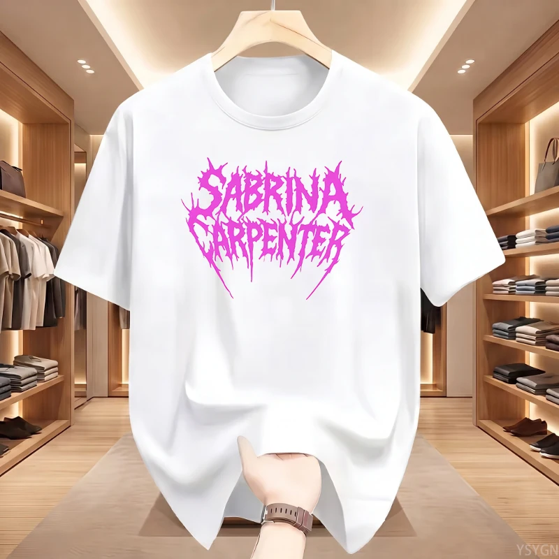 Singer Sabrina Carpenter Music Y2k T Shirt Men Women Vintage Fashion High Quality T-shirt Oversized Cotton Pink Logo Tees Gifts