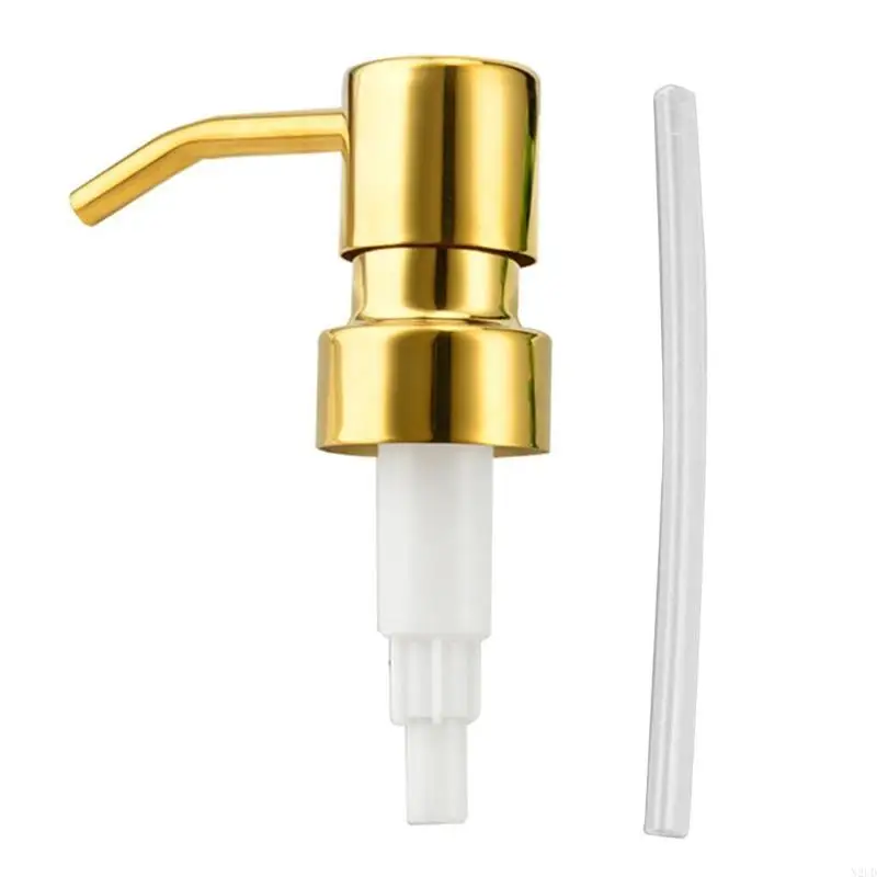 Home Hand Soap & Lotion Pump for Head Kitchen Sink Soap Dispenser Tops Replacement Stainless Steel Manual Gold Press for N2UD